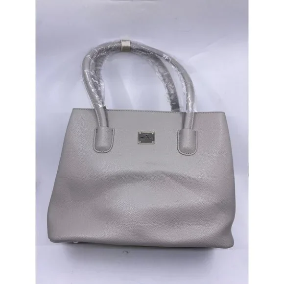 Jessica Moore Gray Large Faux Leather Tote Bag - Picture 3 of 11